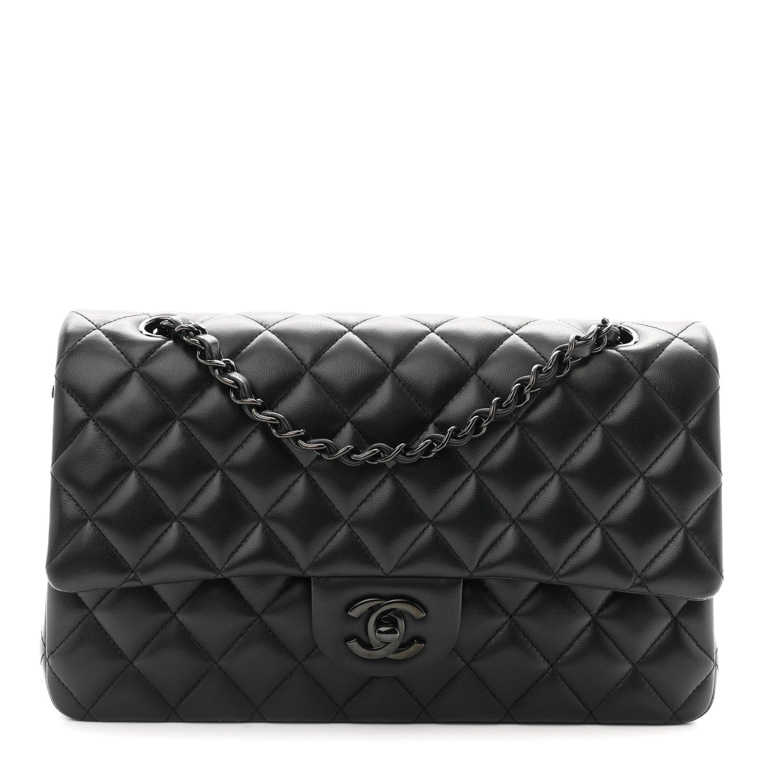 Chanel Lambskin Quilted Medium Double Flap So Black