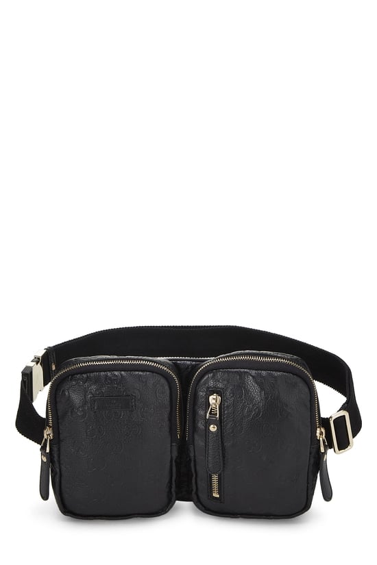 Black Guccissima Double Pocket Waist Pouch Small