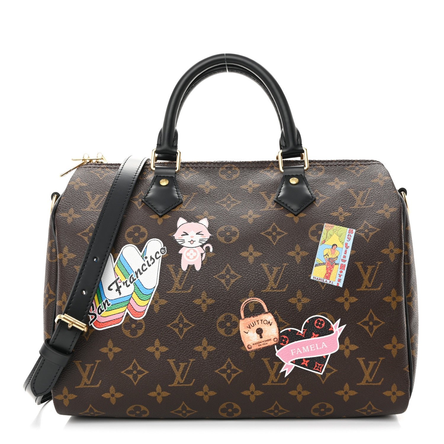 Louis Vuitton Monogram My World Tour Speedy Bandouliere 30 Black