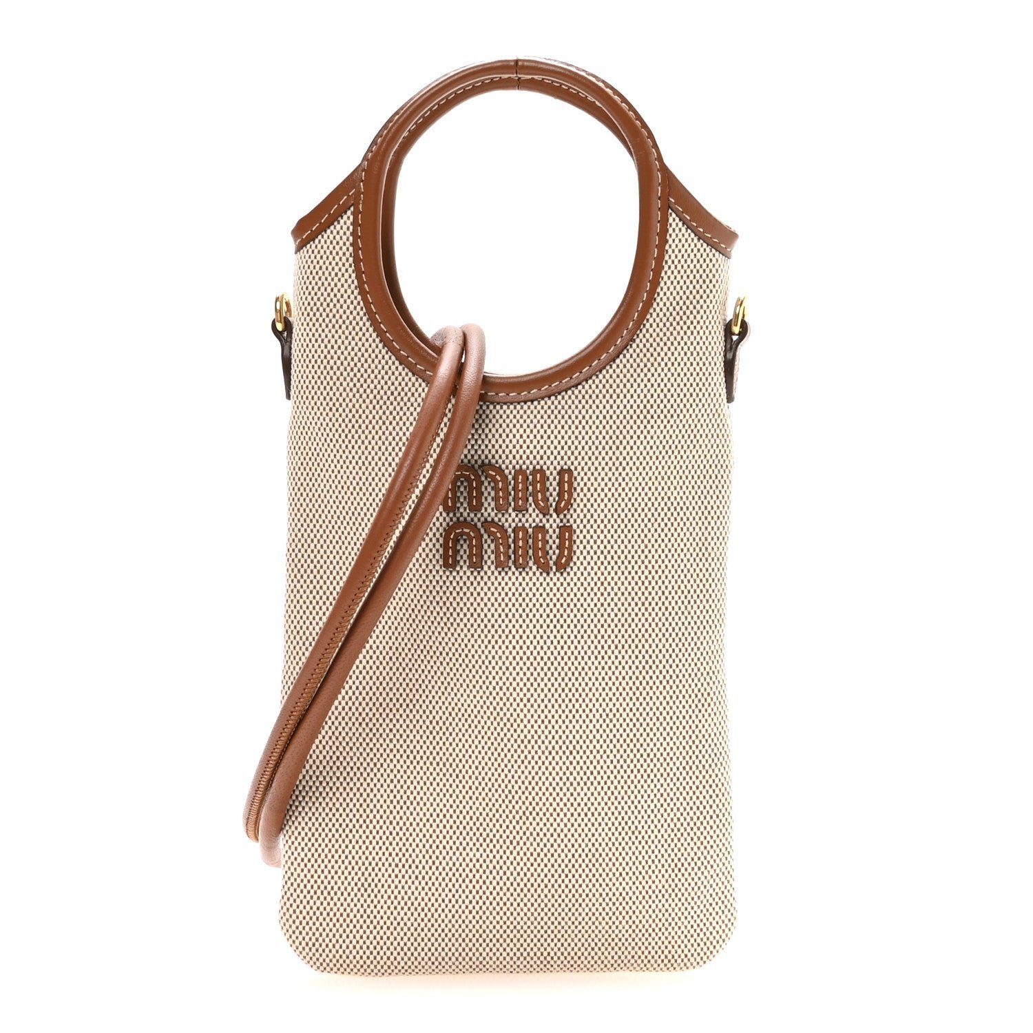Miu Miu Canvas Ivy Smartphone Case Beige Brandy