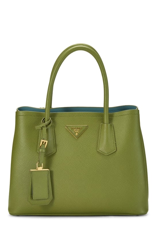 Green Saffiano Leather Double Tote Medium