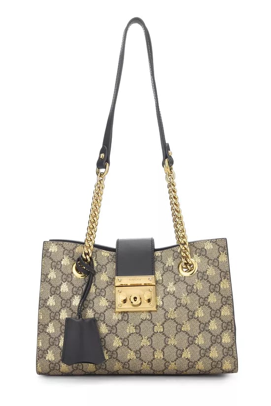 Black GG Supreme Bee Padlock Tote Small
