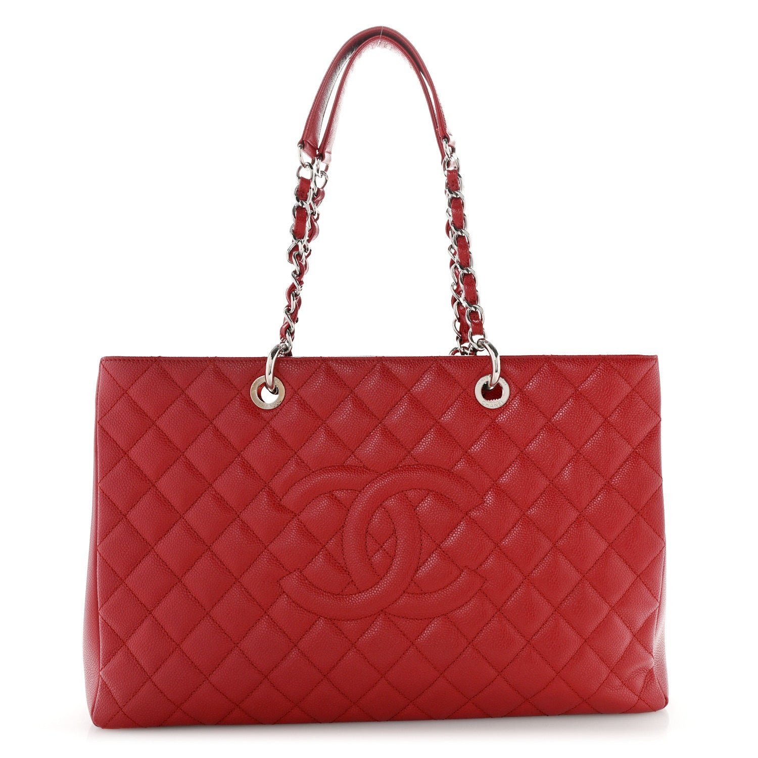 Chanel Caviar Quilted XL Grand Shopping Tote GST Red Red