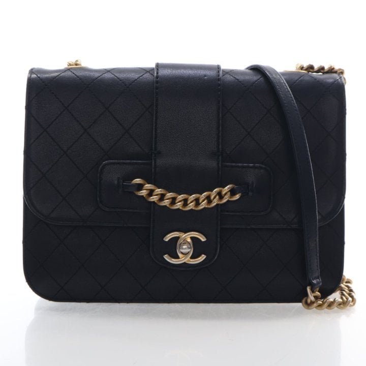 Chanel Calfskin Quilted Front Chain Flap Crossbody