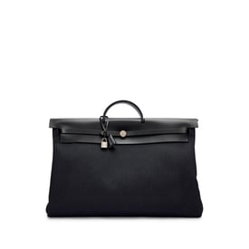 Hermes Black Vache Hunter and Toile Herbag Zip Cabine 50 Palladium Hardware, 2021