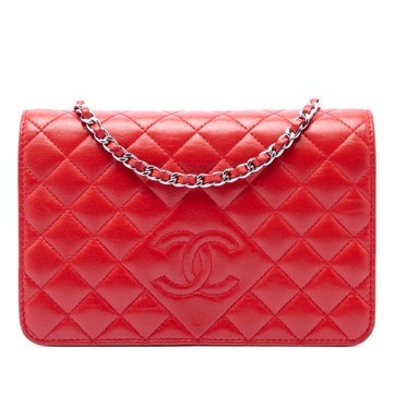 Lambskin Stitched CC Quilted Lambskin Wallet on Chain