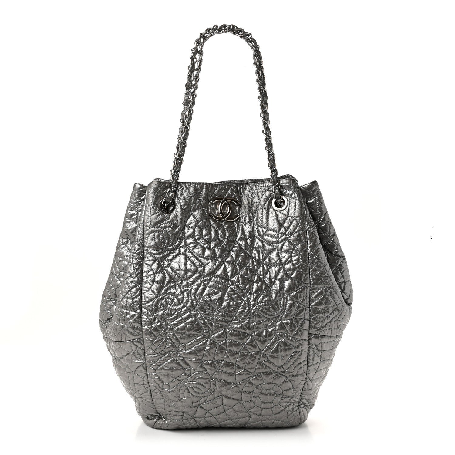 Chanel Vinyl Graphic Edge Tote Silver