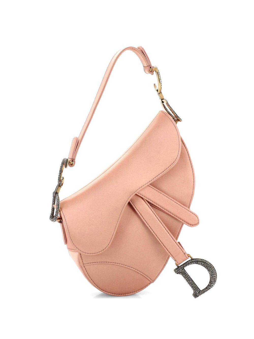 Saddle Handbag Satin with Crystals Mini shoulder bag