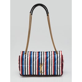 Yves Saint Laurent Striped Satin Monogram Medium Jamie Bag