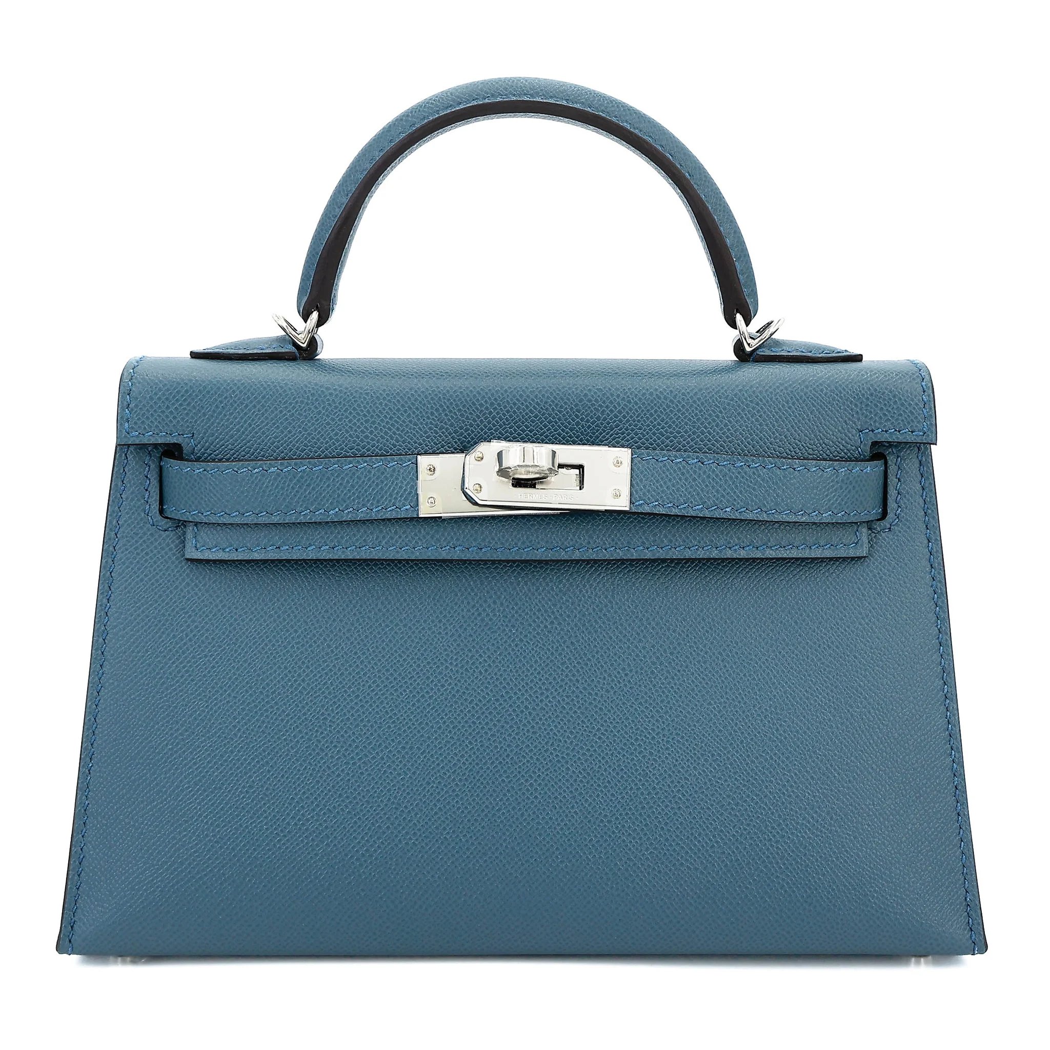 Hermes Mini Kelly II Bleu Tempete (N7) Madame Palladium hardware K (2025)