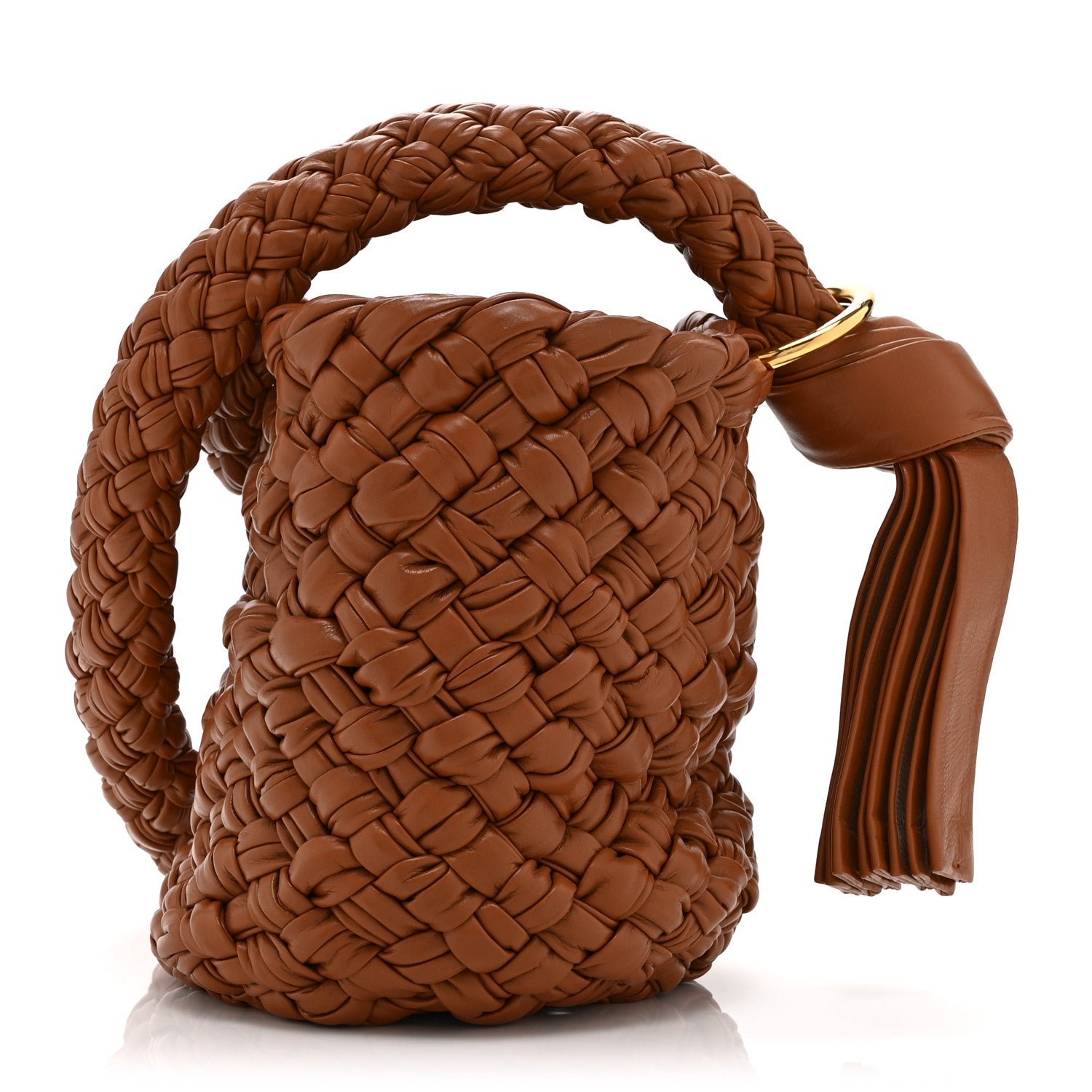 Bottega Veneta Calfskin Intrecciato Small Foulard Kalimero Bucket Bag Wood