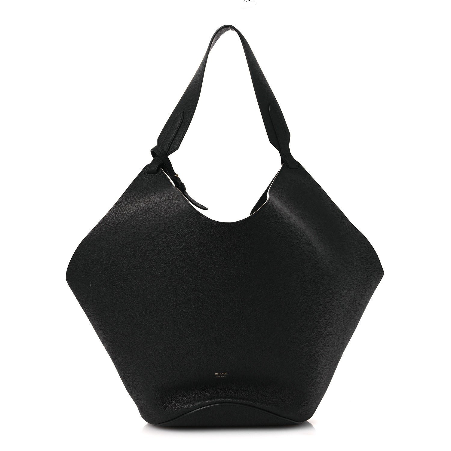 Khaite Pebbled Sport Calfskin Medium Lotus Tote Black