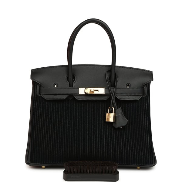 Hermes Hermes Birkin 30 Cote-a-Cote Tuffetage, Black Swift Permabrass Hardware