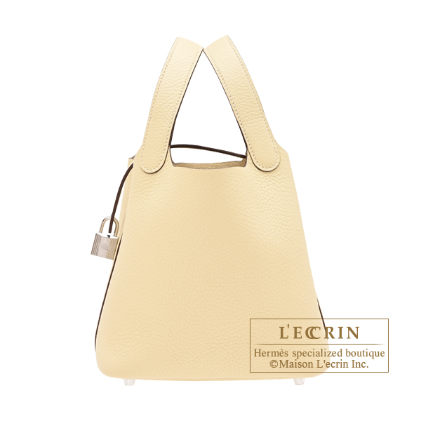 Hermes Picotin Lock bag 18/PM Vanille Clemence leather Silver hardware