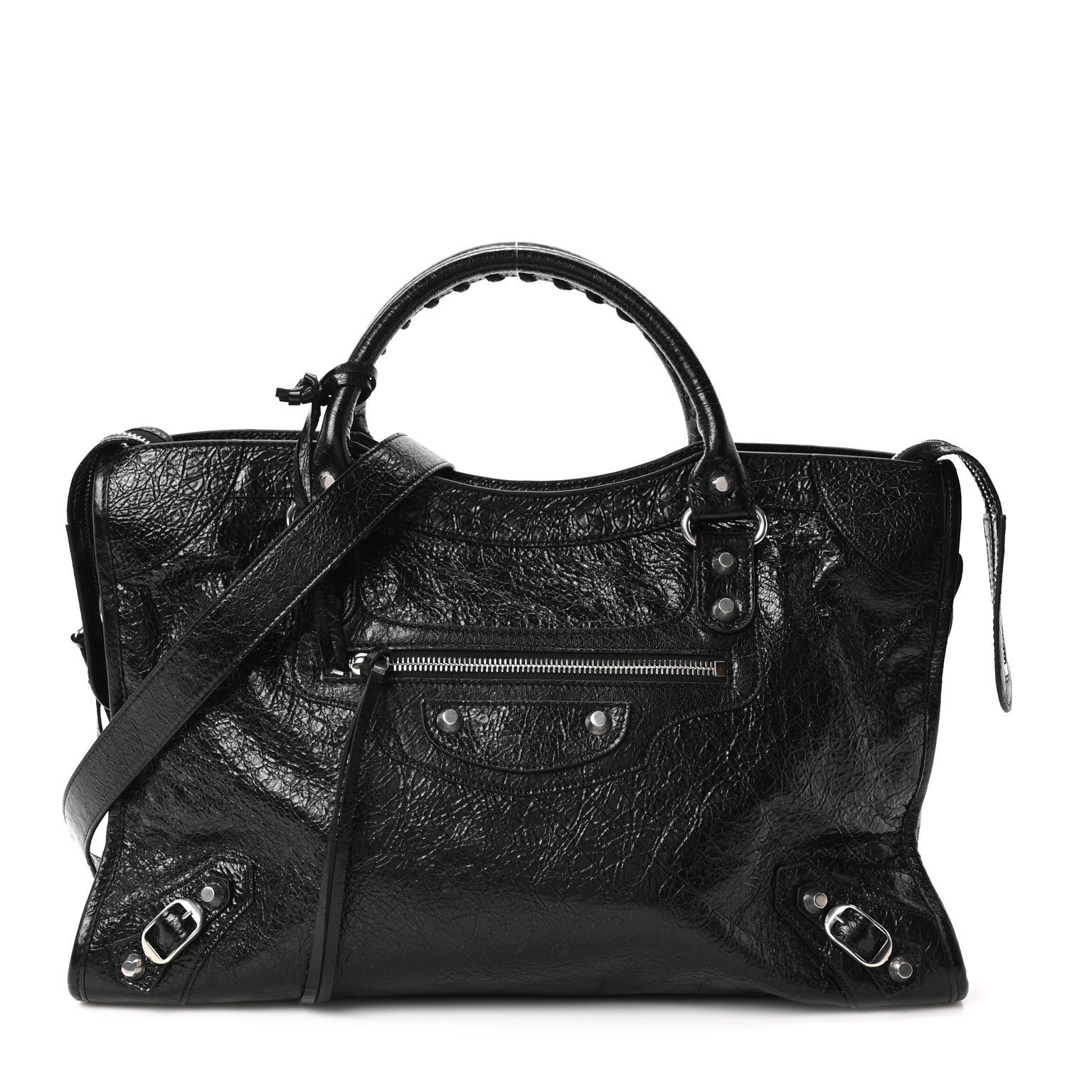 Balenciaga Balenciaga Agneau Arena Silver Hardware Medium Le City Black