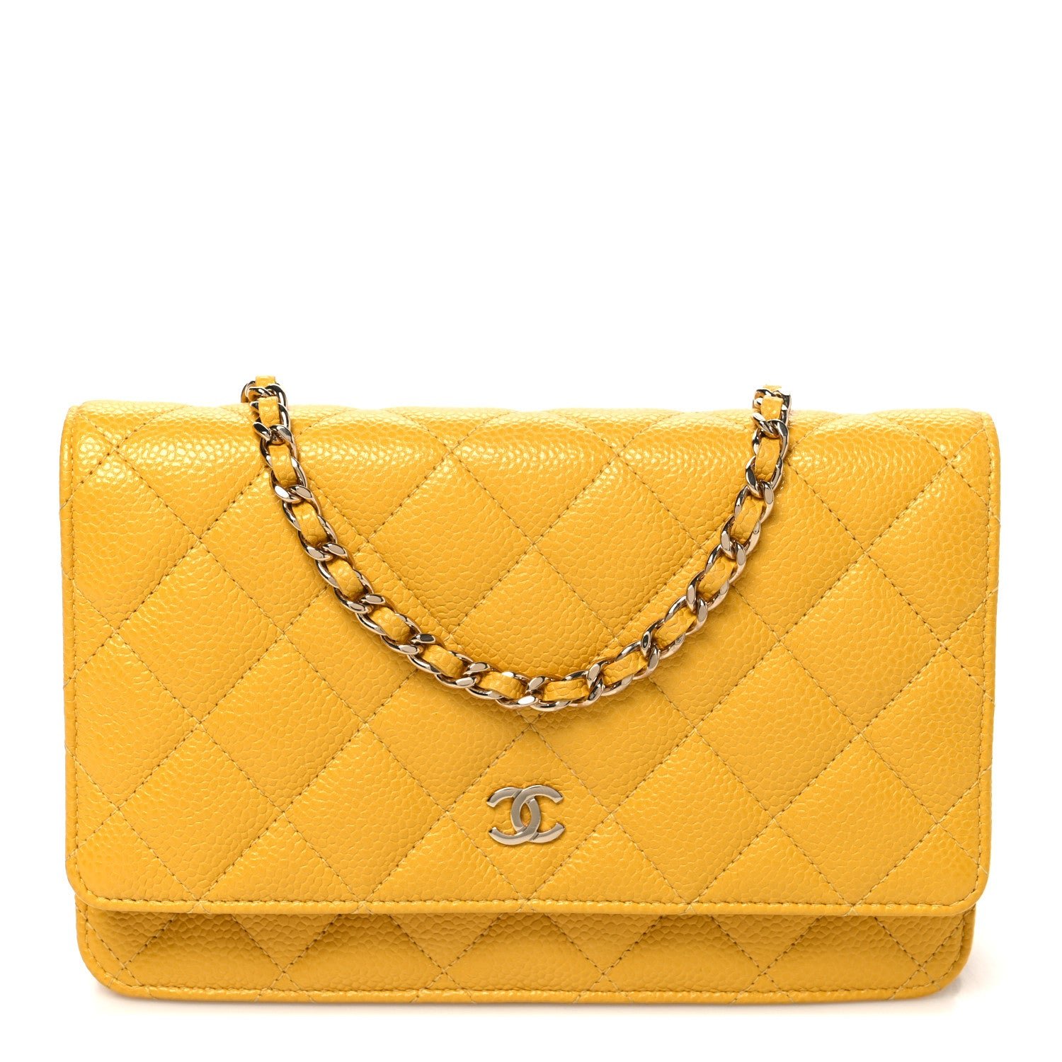 Chanel Caviar Quilted Wallet on Chain WOC Yellow