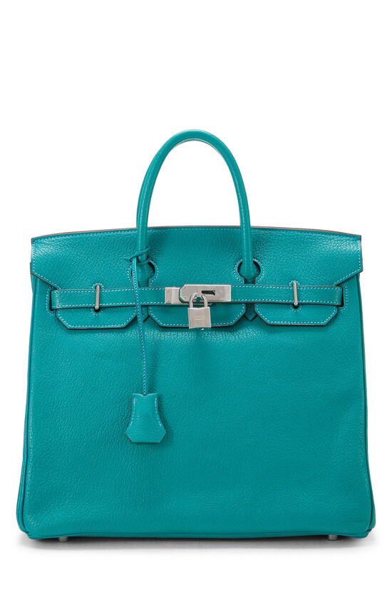 Hermes Blue Paon Chevre Haut à Courroies "HAC" Birkin 32