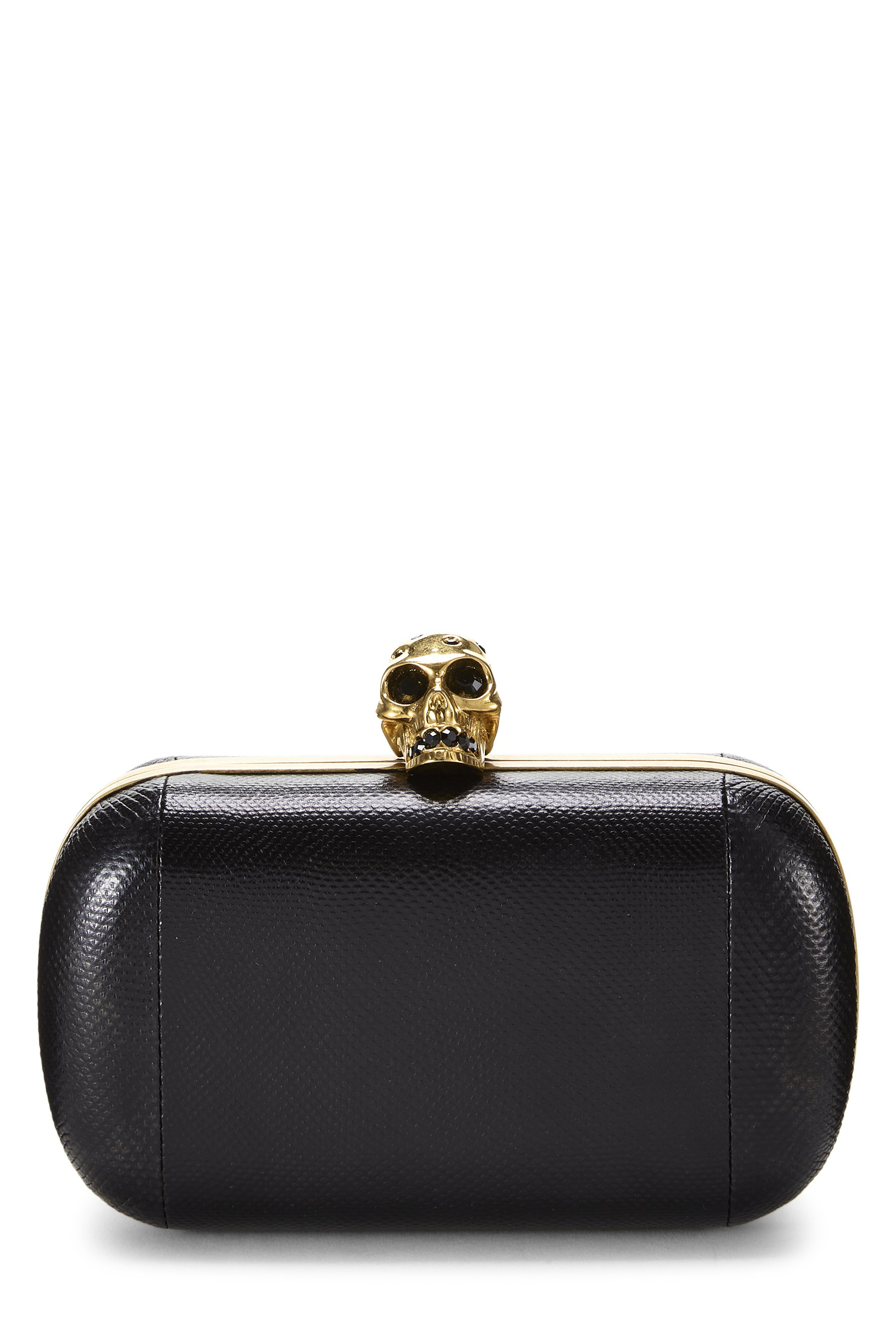 Black Leather Skull Box Clutch