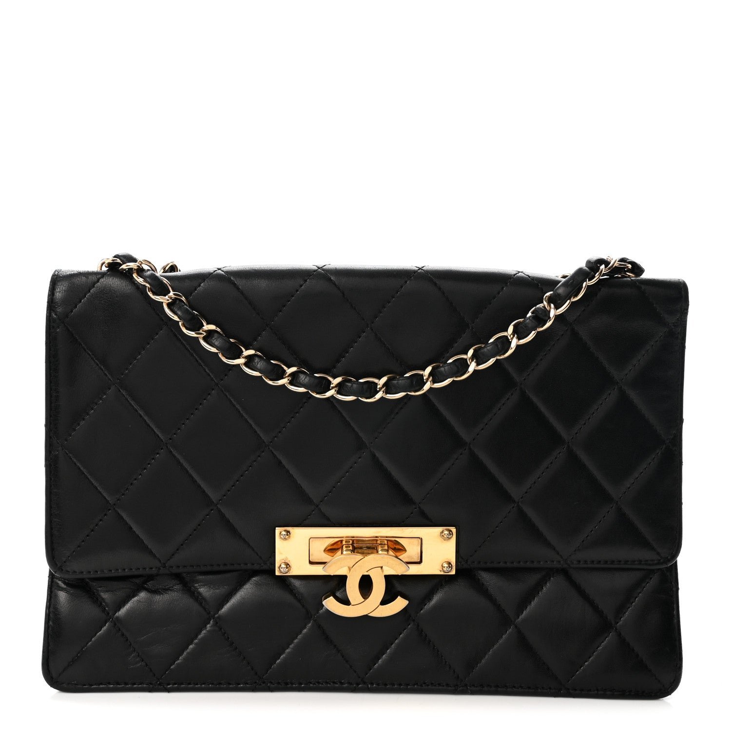 Chanel Lambskin Quilted Large Golden Class Flap Black