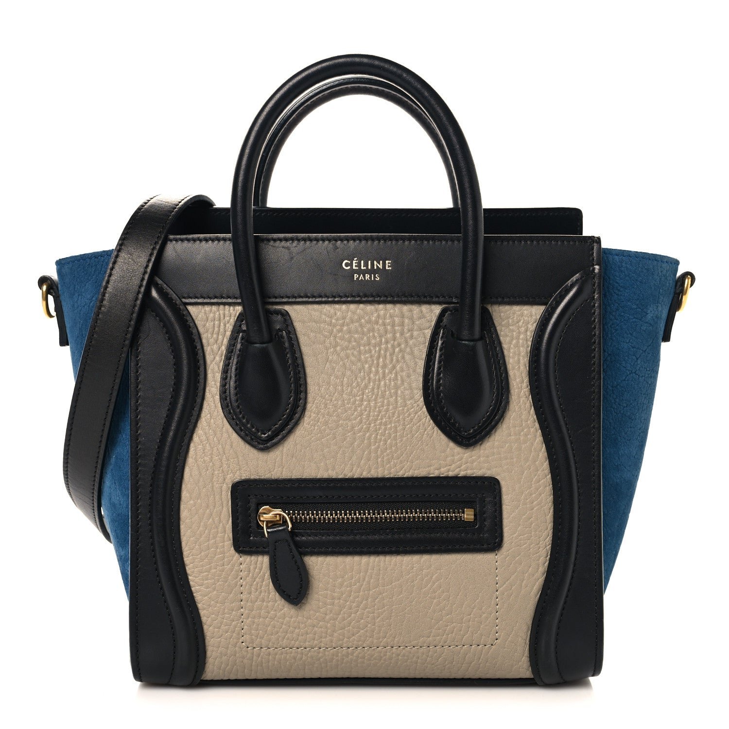 Celine Bullhide Calfskin Nubuck Nano Tri-Color Luggage Light Taupe