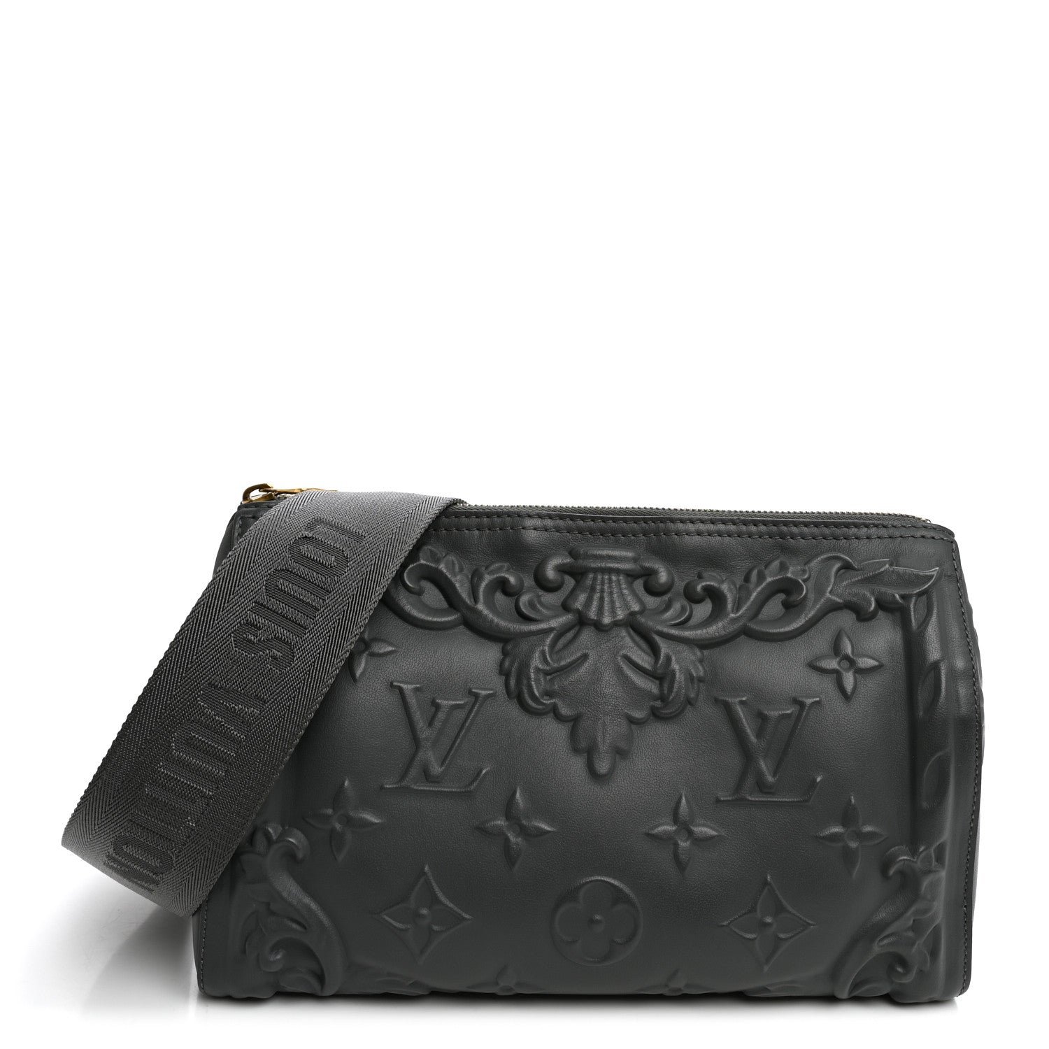 Louis Vuitton Calfskin Debossed Monogram Versailles City Keepall Dark Shadow Grey