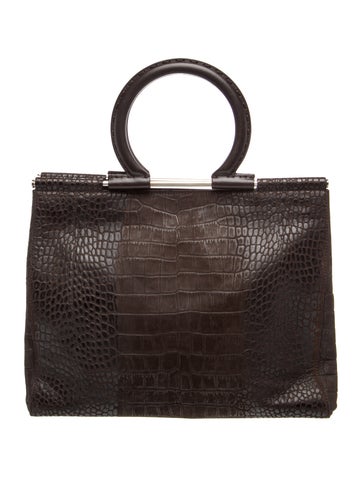 Embossed Leather Top Handle Bag
