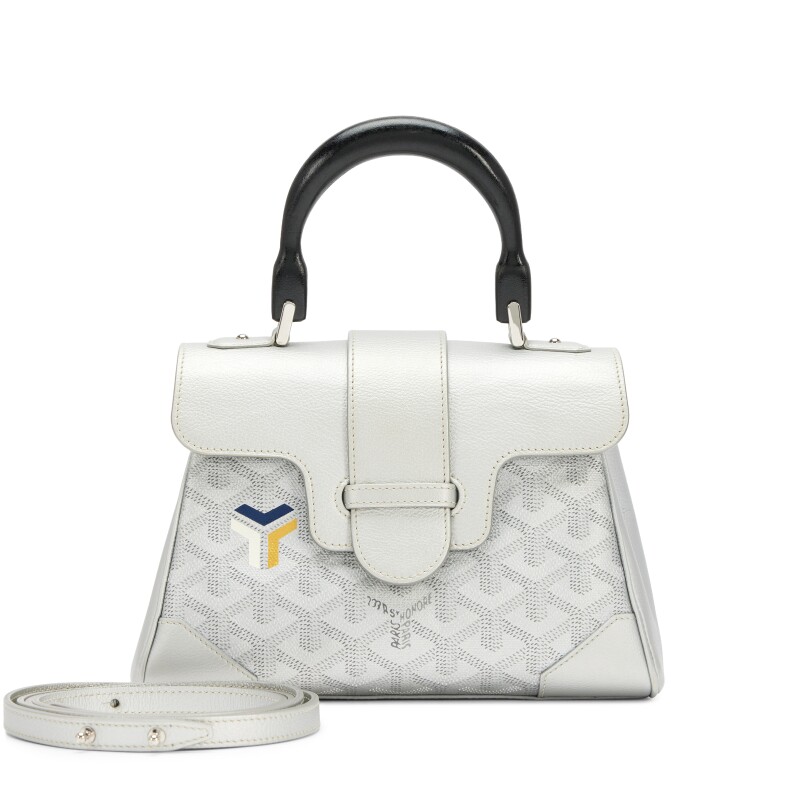 Goyard Limited Edition Silver Goyardine Canvas and Chevroches Calfskin Mini Saigon Silver Hardware, 2020