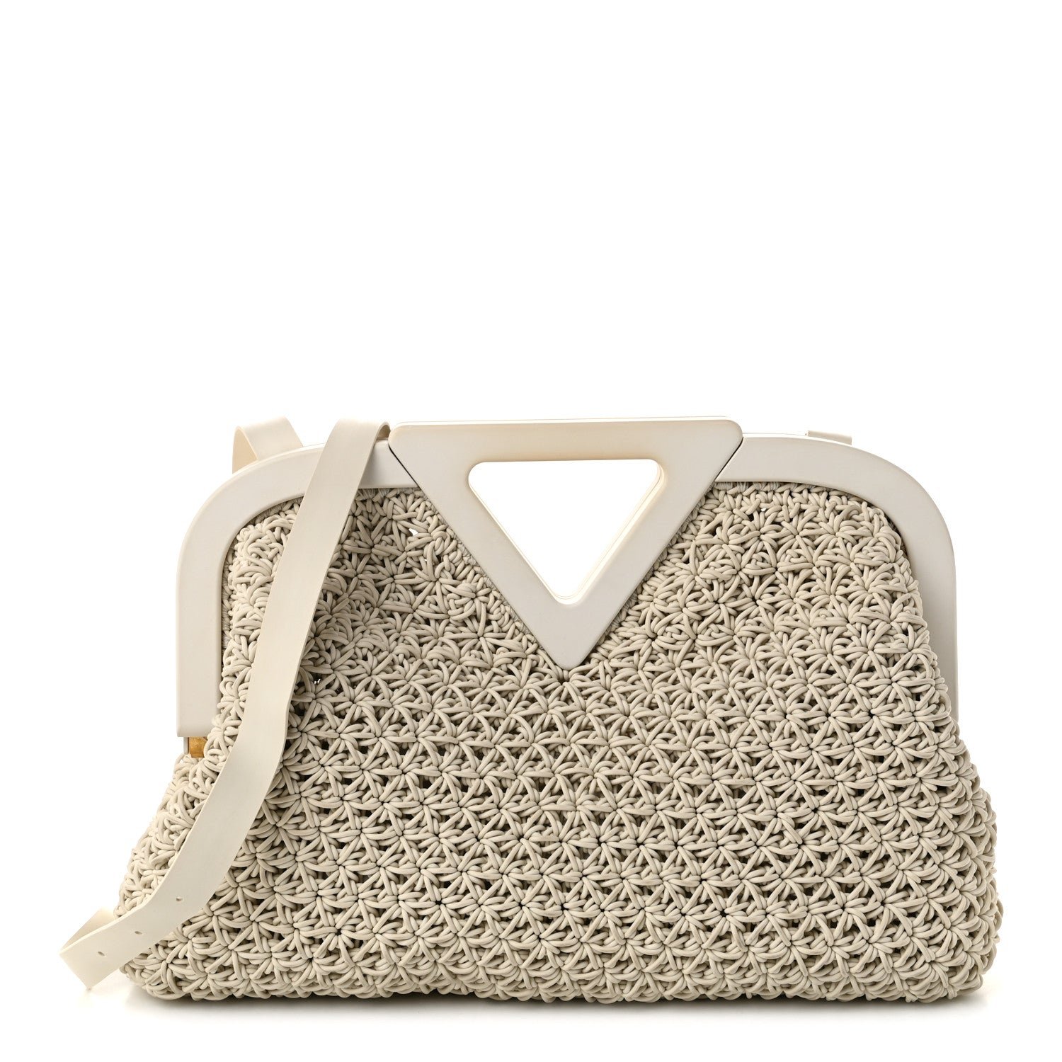 Bottega Veneta Bottega Veneta Rubber Crochet Medium The Point Triangle Bag Chalk