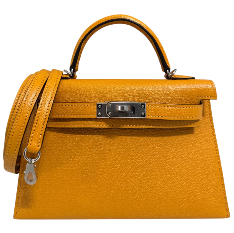 Hermes Moutarde Chèvre Mysore Mini Kelly 20 II Palladium Hardware, 2024