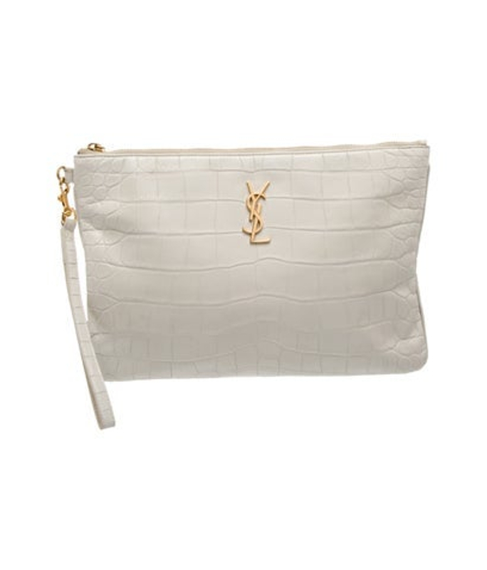 Saint Laurent Laurent Embossed Leather Clutch