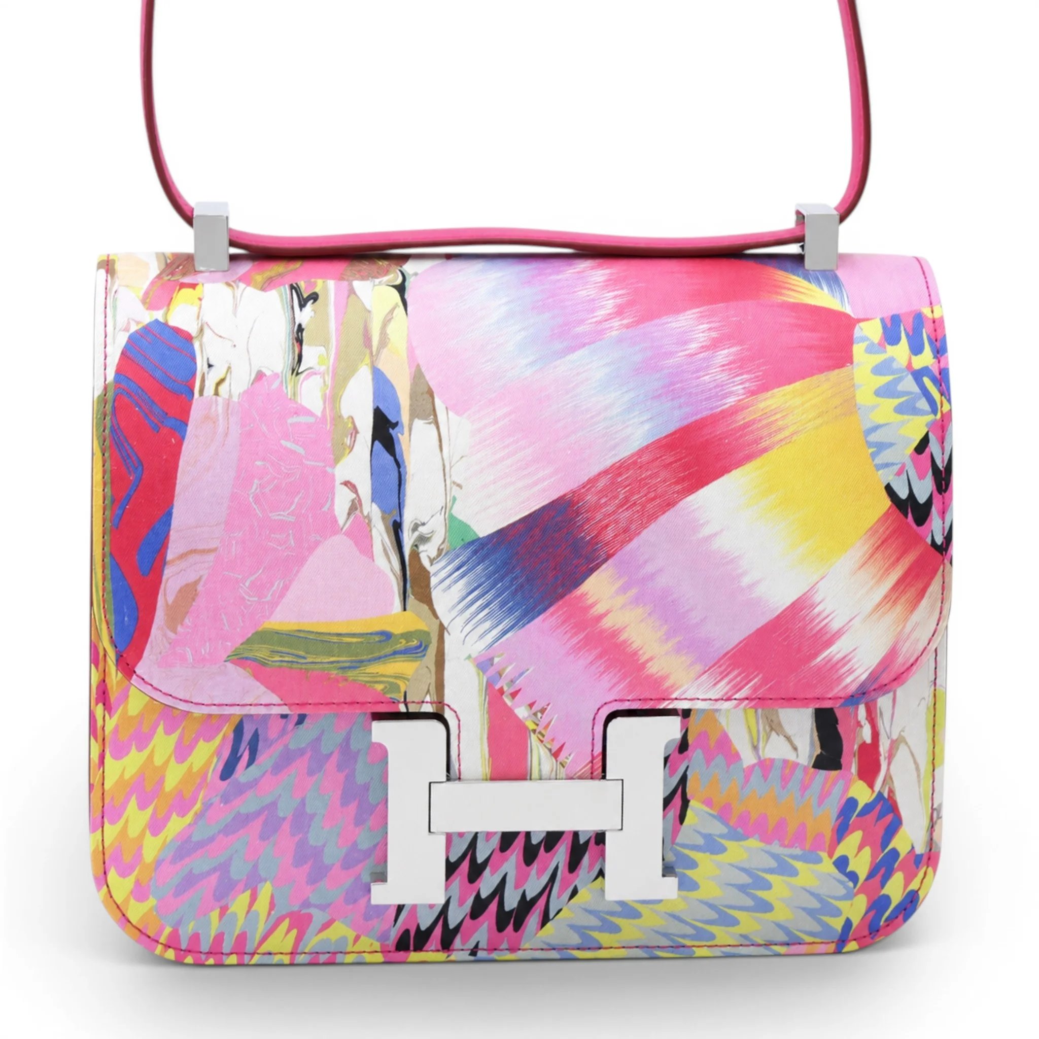 Excellent ( Rank SA ) HERMÈS Limited Edition Constance 24 Marble Rose Mexico (0D) Rose Azalee (8W) Multi-color Swift silk Palladium hardware Z (2021)