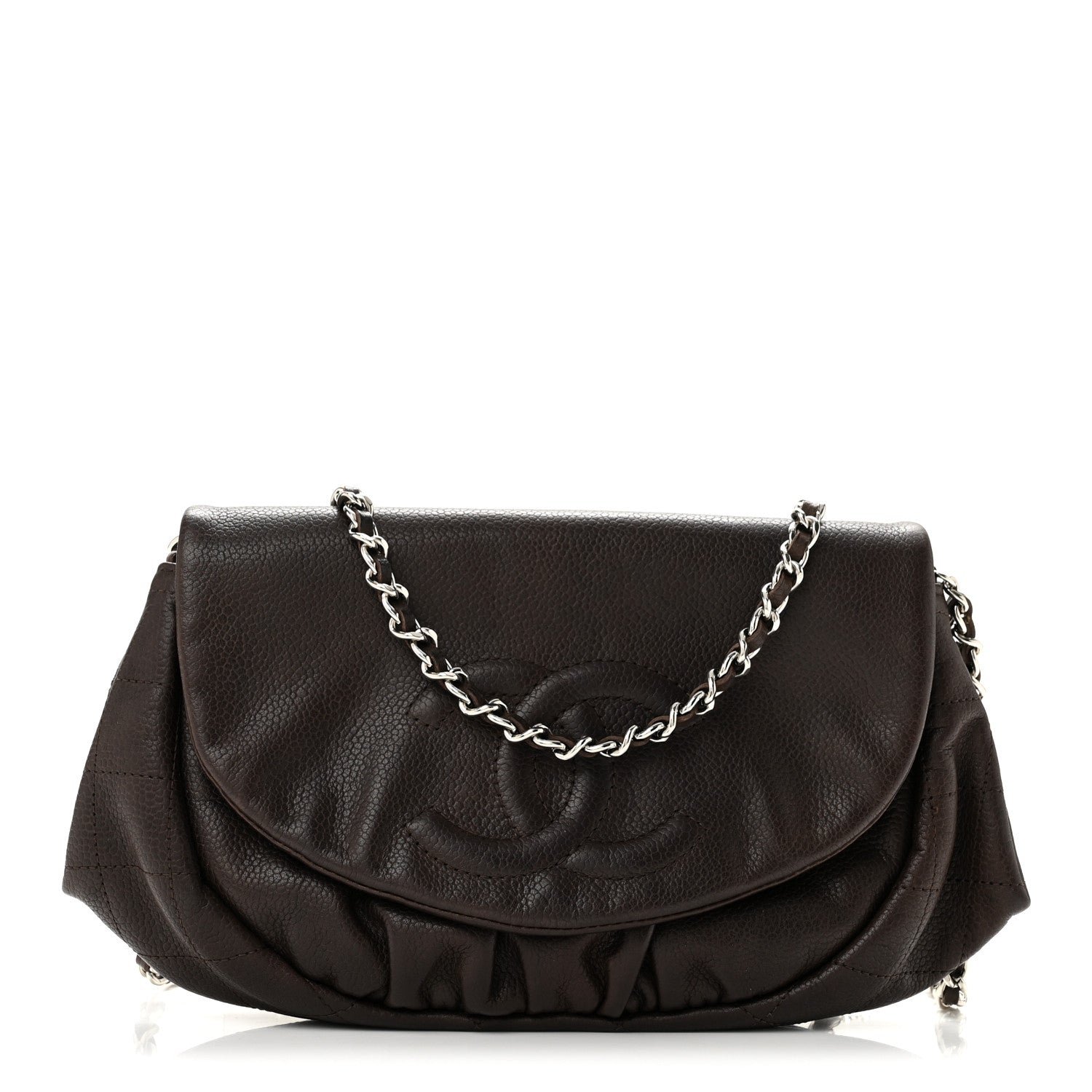 Chanel Caviar Half Moon Wallet On Chain WOC Brown