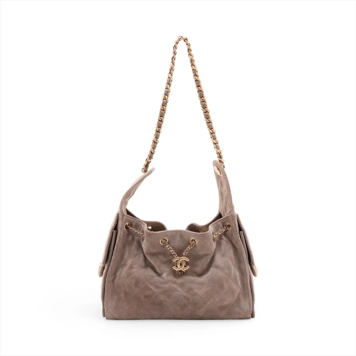 Chanel Chanel 25 Small Suede Chain Shoulder Bag Brown Gold Metal Fittings random