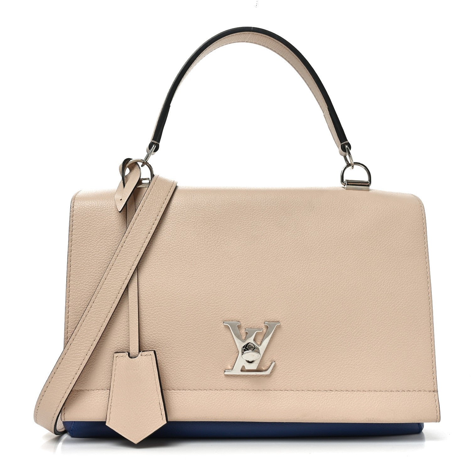 Louis Vuitton Soft Calfskin Lockme II Top Handle Beige Blue