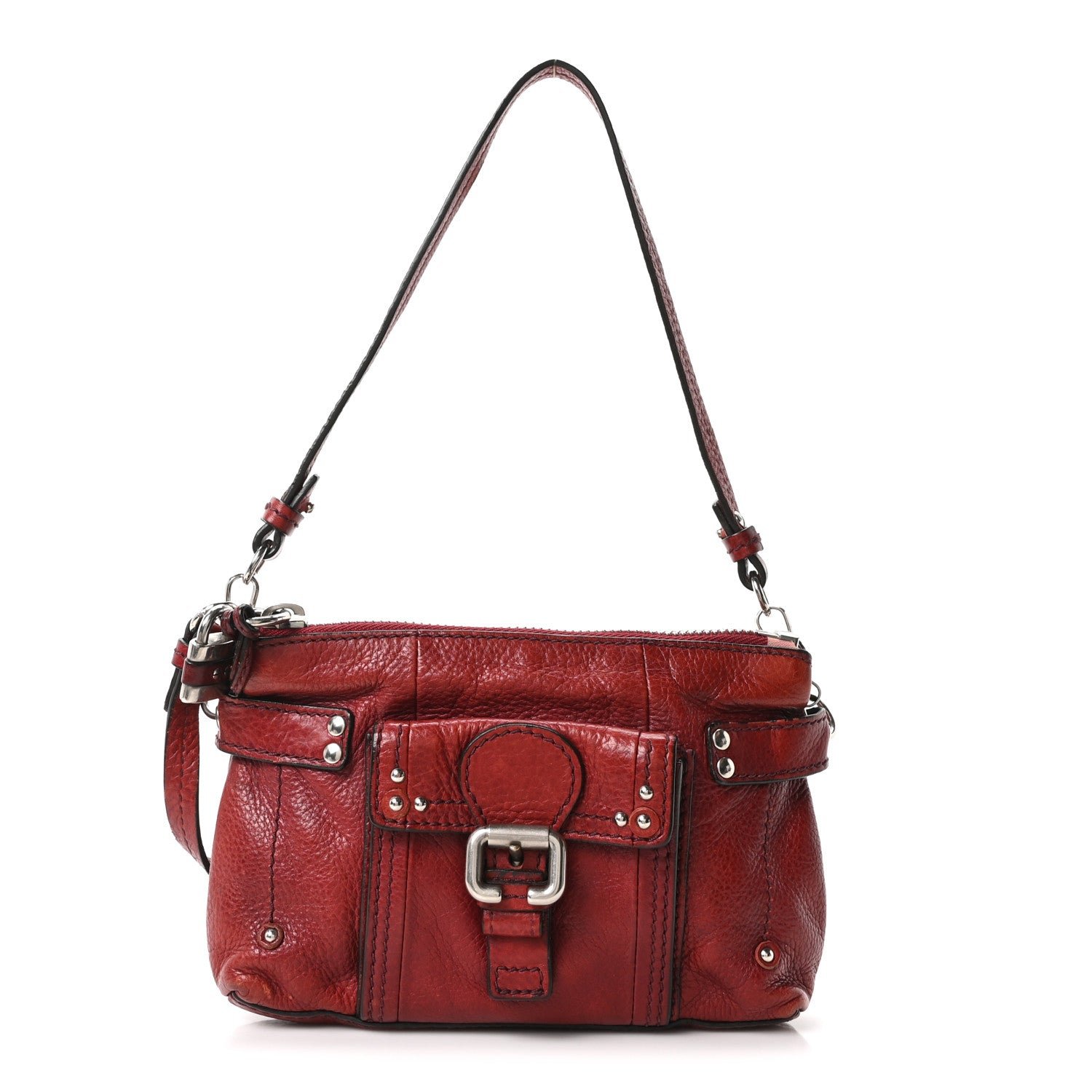 Chloe Chloe Grained Calfskin Small Paddington Crossbody  Dark Red