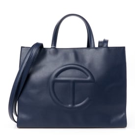 Telfar Vegan Leather Medium Shopping Bag Navy