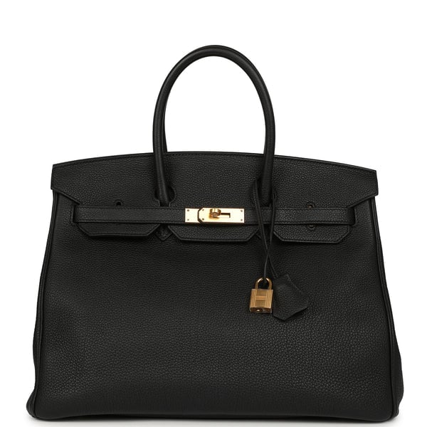 Pre-owned Hermes Birkin 35 Black Togo Gold Hardware