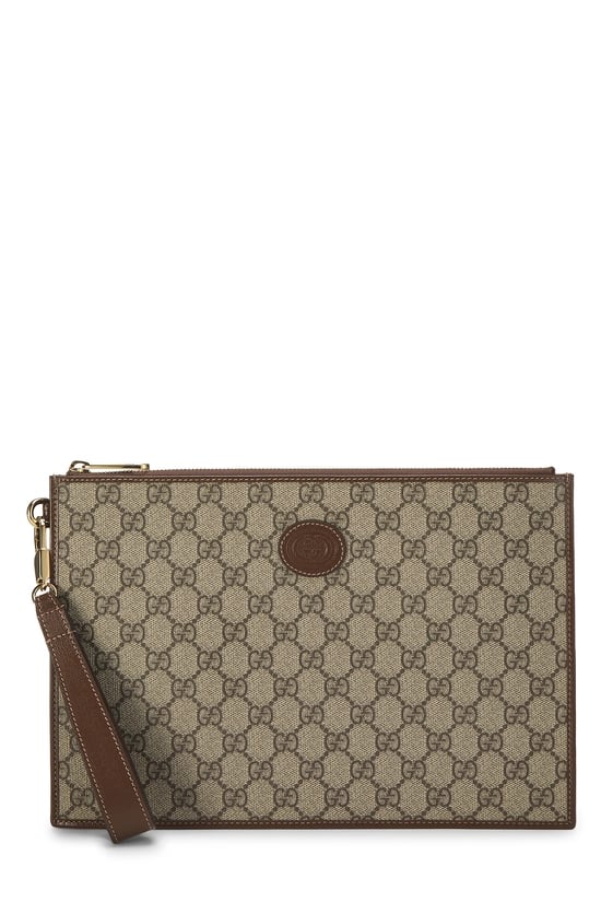 Brown GG Supreme Canvas Clutch