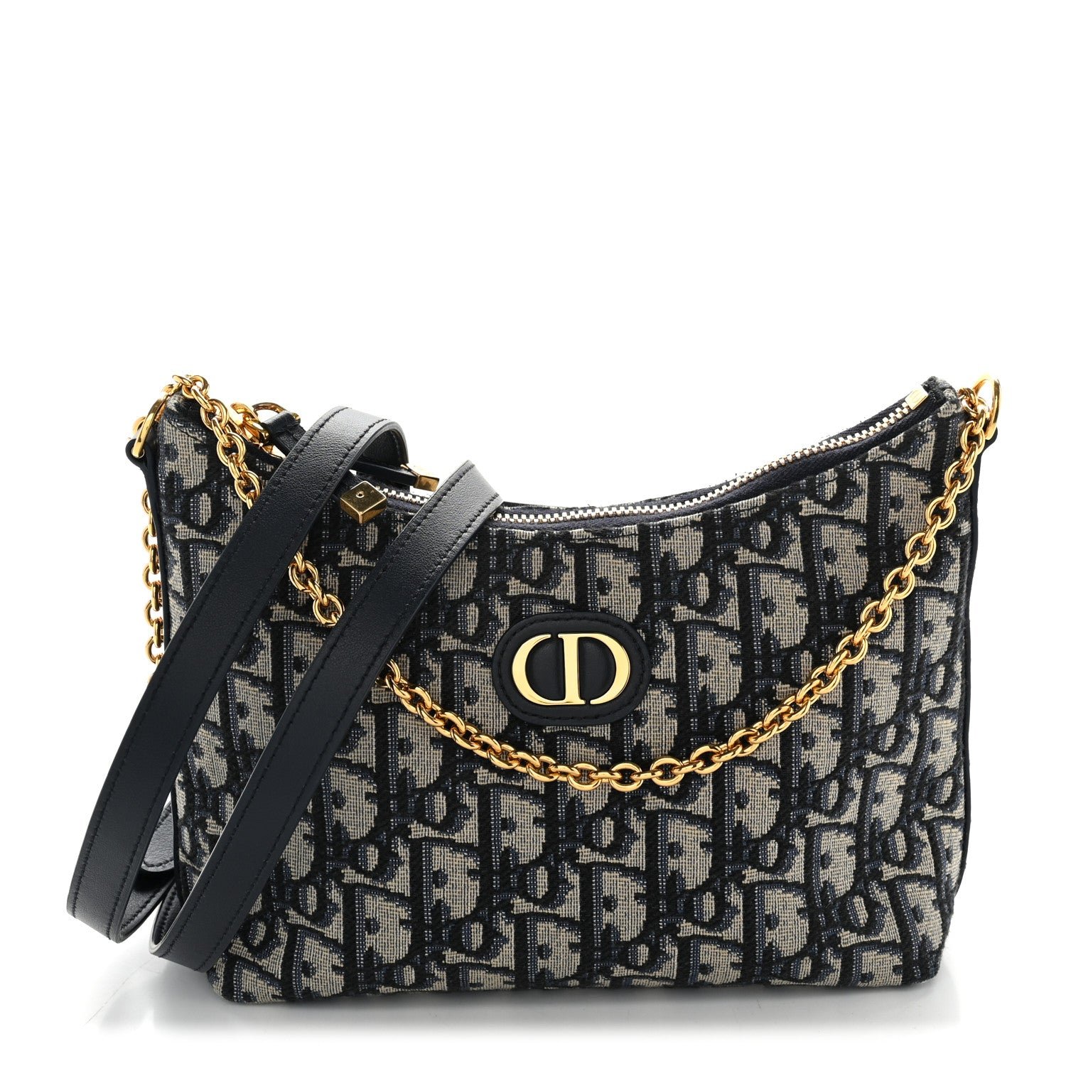 Christian Dior Oblique 30 Montaigne Diorling Mini Bag With Chain Blue