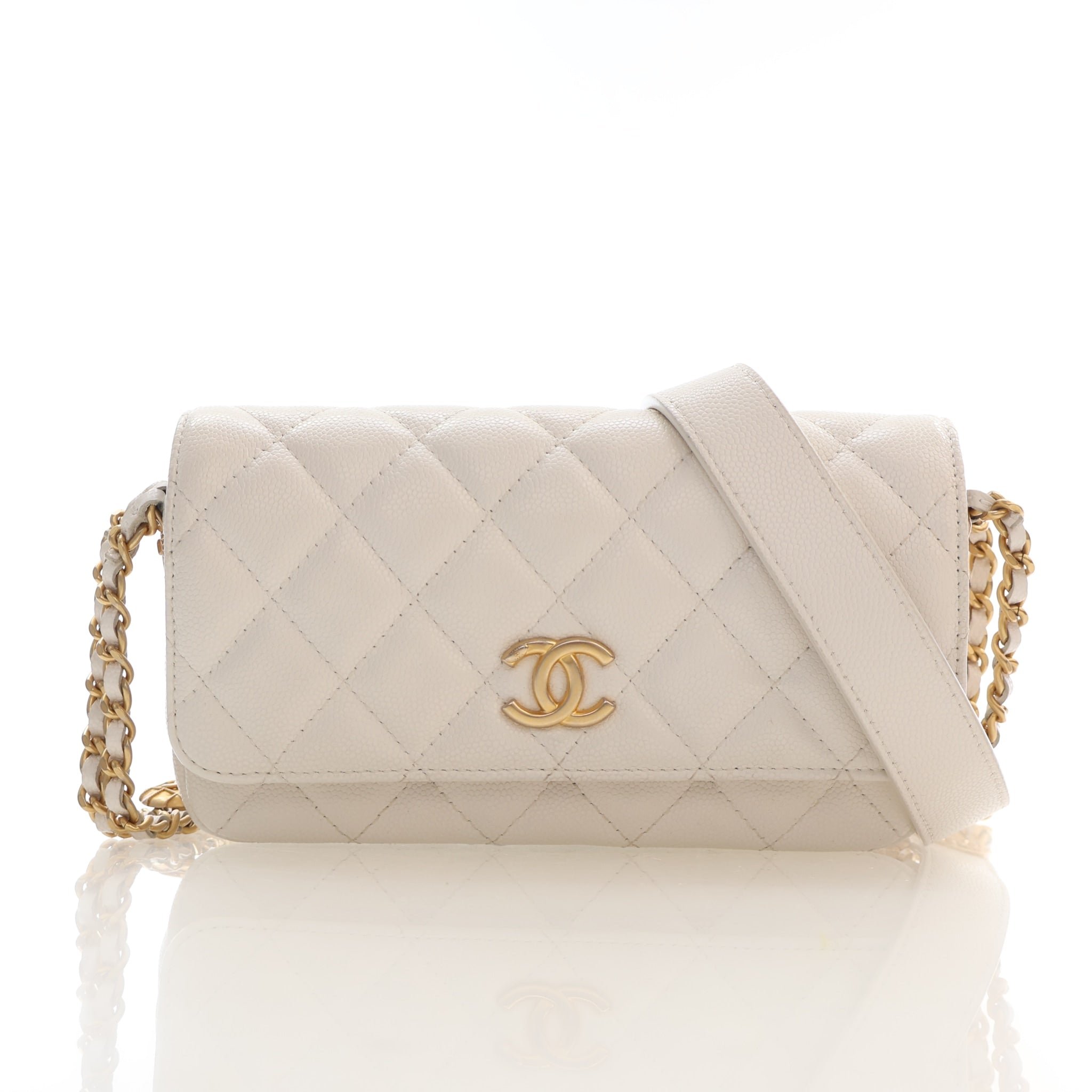 Chanel Small Caviar Twist Your Buttons Flap Clutch with Chain Bag