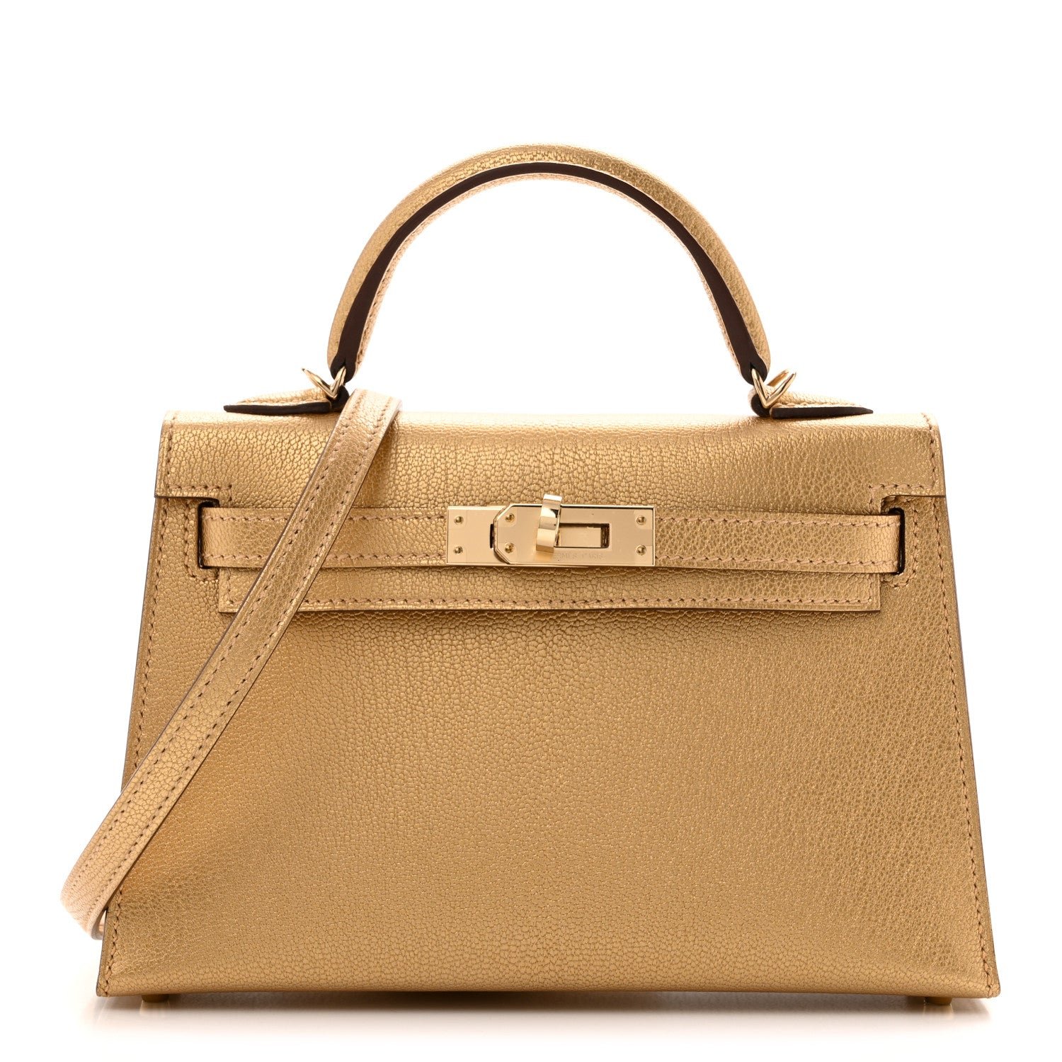 Hermes Metallic Chevre Chamkilight Mini Kelly Sellier 20 Dore