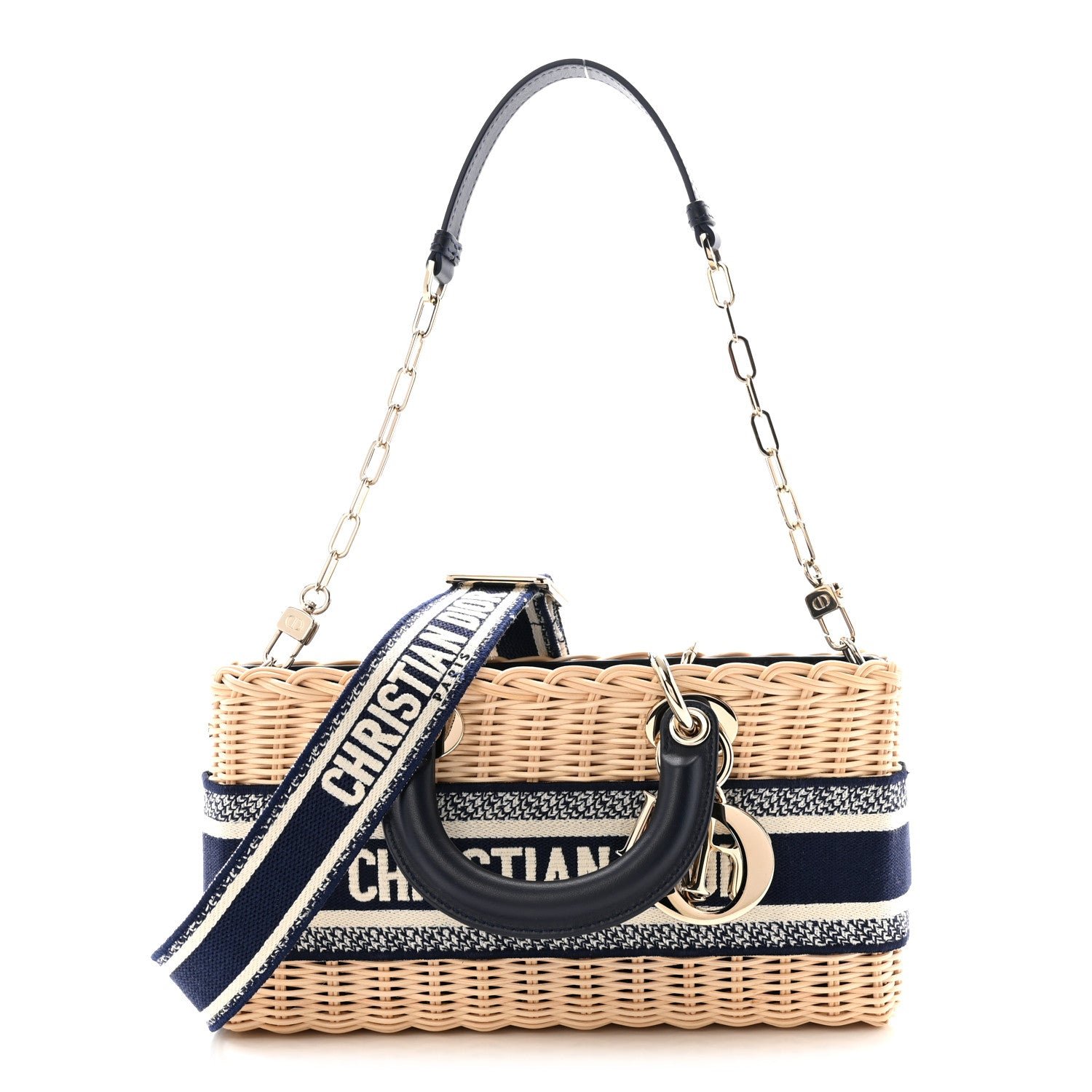Christian Dior Wicker Oblique Dioriviera Medium Lady D-Joy Bag Blue