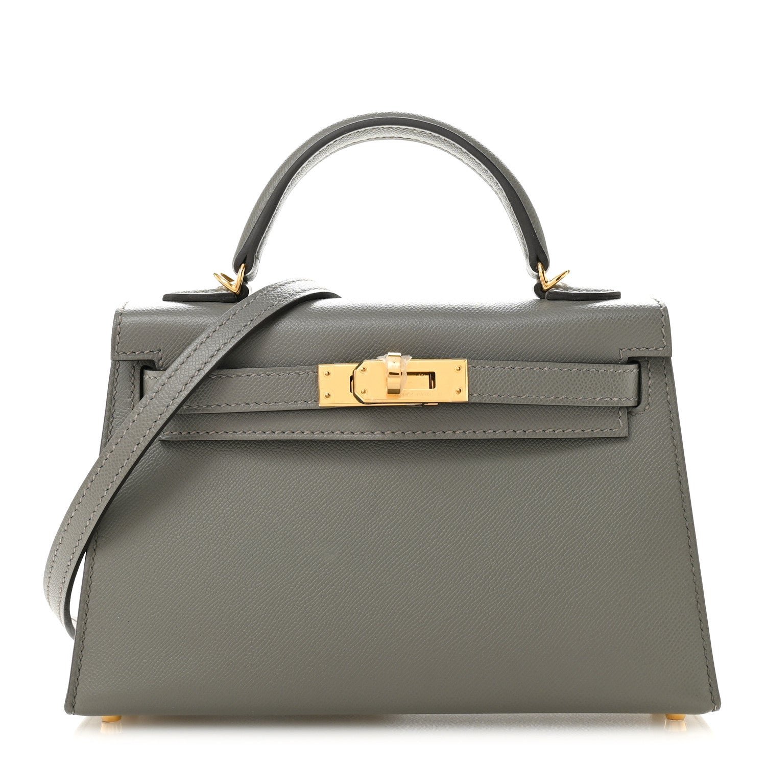 Hermes Hermes Madame Calfskin Mini Kelly Sellier 20 Gris Meyer