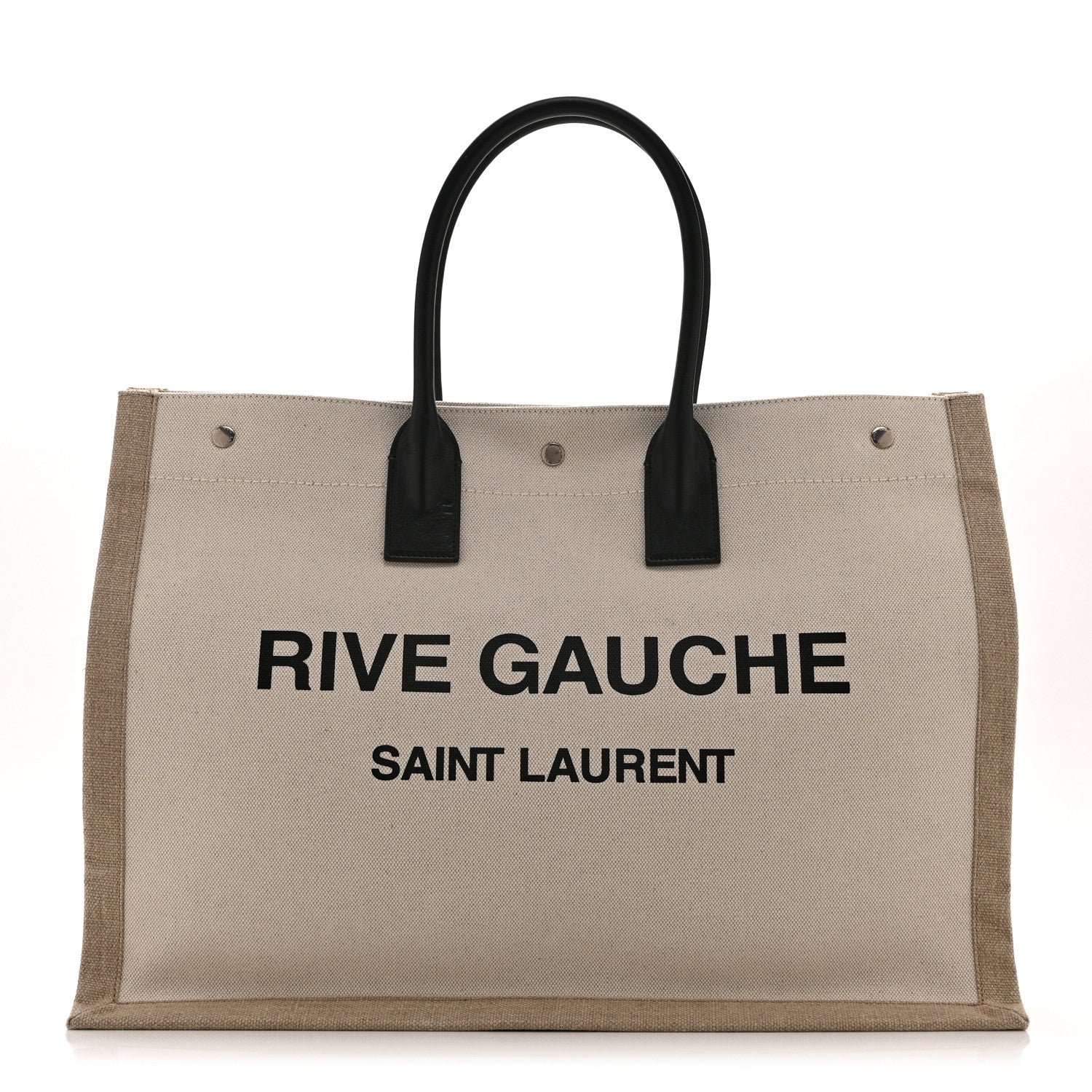 Saint Laurent Linen Calfskin Rive Gauche Tote Greggio Natural