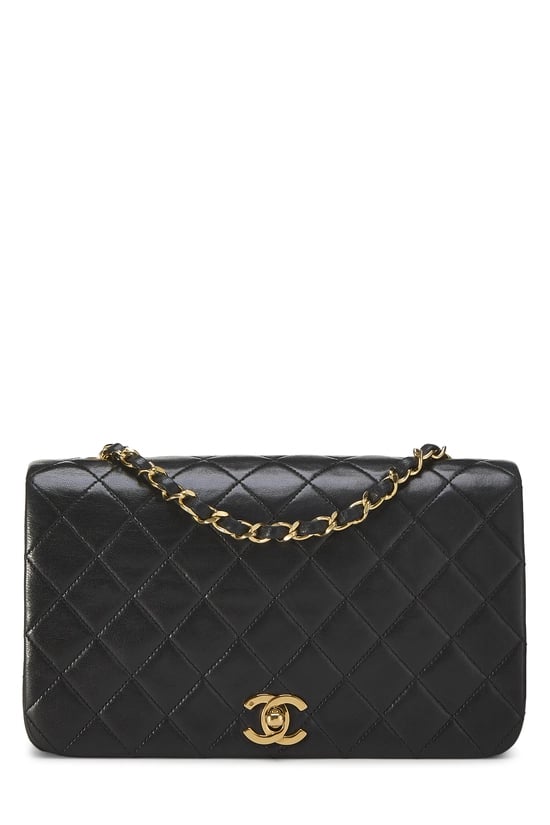 Black Quilted Lambskin Full Flap Small