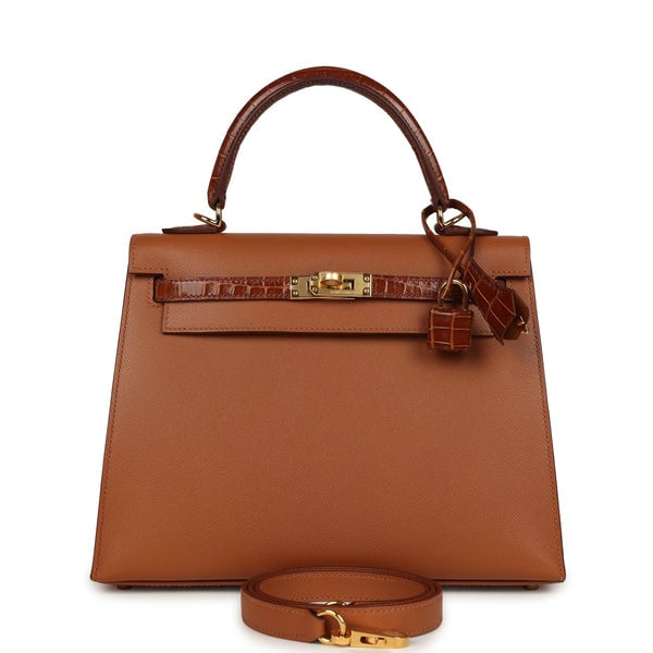 Hermes Hermes Kelly Sellier 25 Gold Madame and Miel Shiny Niloticus Crocodile Touch Gold Hardware