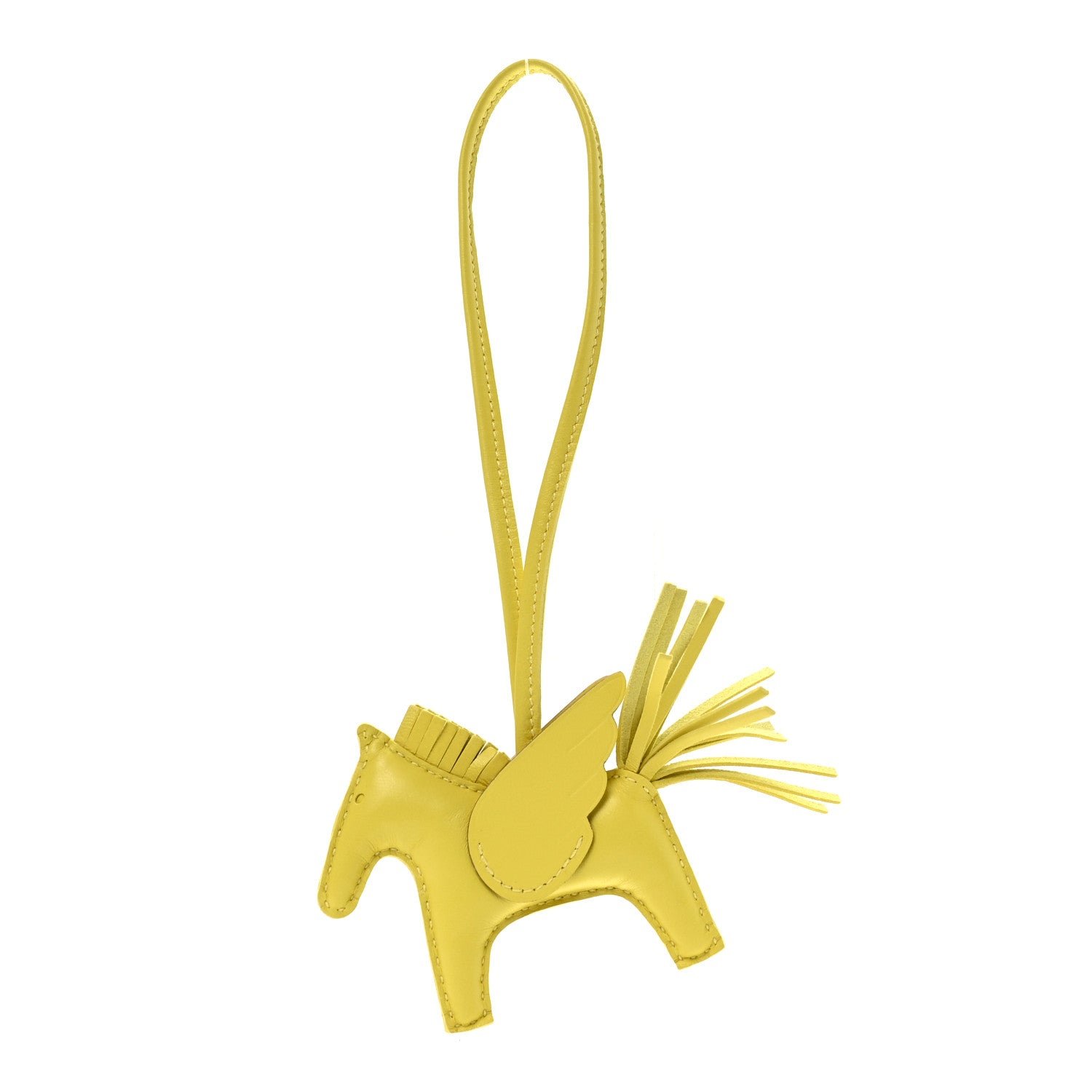 Hermes Milo Lambskin Grigri Rodeo Pegase Horse Bag Charm PM Jaune de Naples