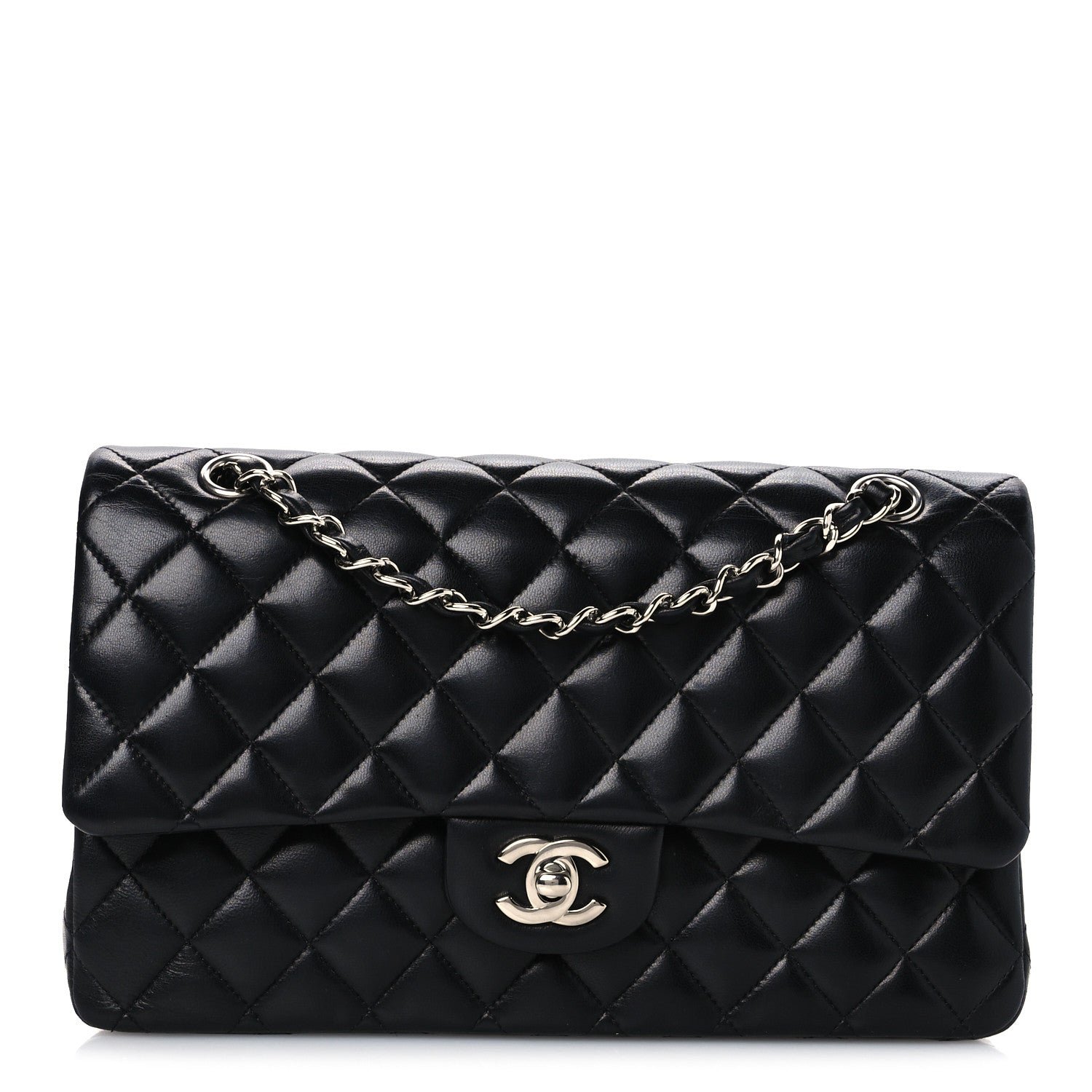 Chanel Lambskin Quilted Medium Double Flap Black Black