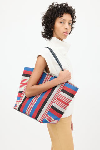 2015 Striped Canvas Phantom Cabas Tote