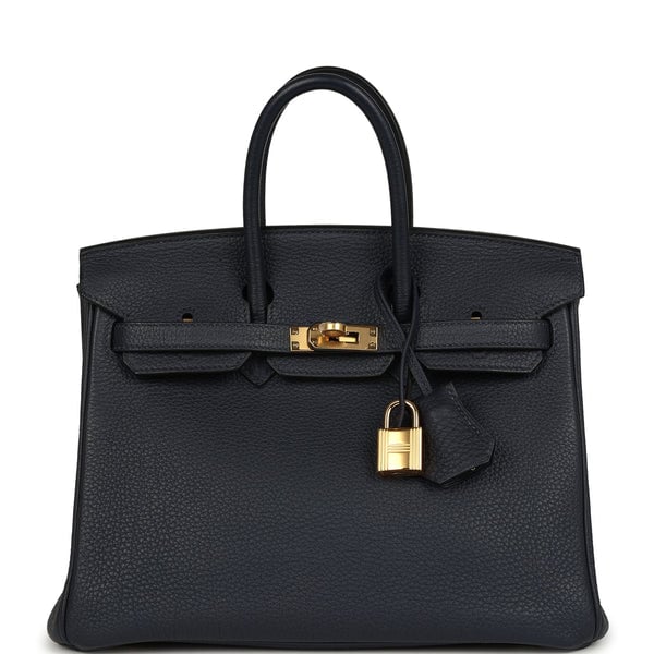 Hermes Pre-owned Hermes Birkin 25 Bleu Nuit Togo Gold Hardware